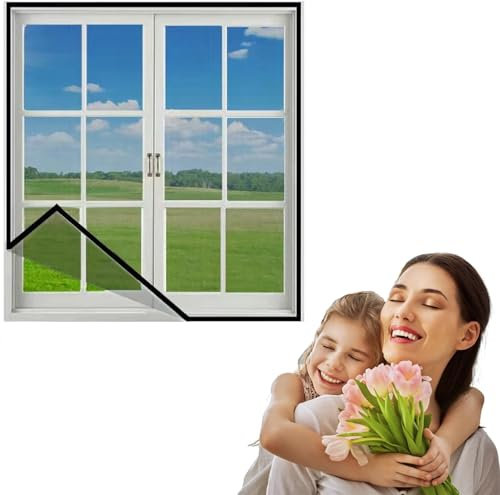 Zanzariera regolabile in fibra di vetro, 50 x 50 cm, con accessori per l'installazione