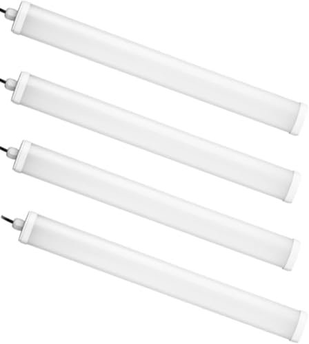 papasbox 4 Stück LED Leuchtstoffröhre 90cm | Feuchtraumleuchte Röhre 30W LED Werkstatt Deckenleuchte Lampe | 6500K Kaltweiß IP65 Wasserdicht Leuchtstofflampe für Keller Werkstatt Garage Küche