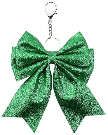 Guqqeuc Cheer Bow Kering Glitzer Schleife Schlüsselanhänger für Tasche Handtasche Geldbörse Cheer Bow Bag Zubehör für Frauen Mädchen Cheerleader Geschenke, grün, S