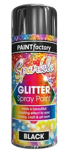 GSV Essentials Glitter Spray Paint, Dazzling And Beautiful Effect, Durable And Long-Lasting, Portable And Lightweight, Quick-Drying, Ideal Use For Hobby, Art, Craft Work, 200ml (BLACK)