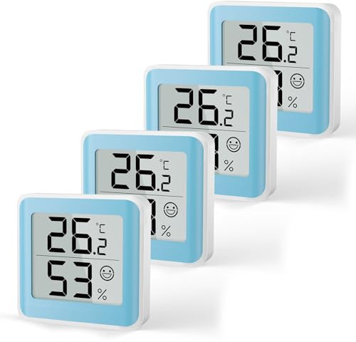MeesMeek Termómetro de habitación Medidor de humedad interior Monitor de temperatura Higrómetro Sensor de humedad con indicador de confort LCD Pantalla digital grande para habitación de bebé Bodega