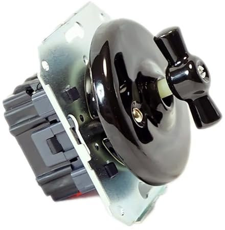 Interruptor empotrado de porcelana negra, 10A 250V, tipo conmutador y sin marco. Ideal para un acabado elegante y funcional en cualquier ambiente, asegurando un control eficiente de la luz.