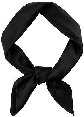 DAMILY Bandana, Bandana Kopftuch Herren Halstuch Head Scarf, Seidentuch Einfarbiger Weicher Seidentuch, 70 cm x 70 cm (Schwarz)