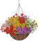 Weldomcor Home Decoration Multicolore Silk Flower Plant DIY Chain Hanging Basket Flower Pot Multicolor Artificial Violets Fake Flowers for Parlor Garden Wedding Patio Porch Deck Yard Decoration, 1 Set