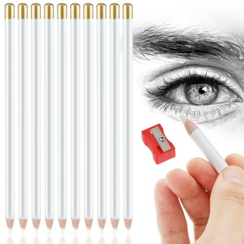 10 Stück Radierstift Set Weißer Gelstift Stiftform Radiergummi Stift Radierstifte Mit Bleistiftspitzer Zum Zeichnen Schattieren Knetradierer Für Zeichenanfänger Und Künstler Skizzenstif