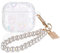 DiyGody Transparente Tasche Kompatibel mit Airpods 4 Generation 2024, Weich Silikon Hülle mit Glitzernd Herzmuster für Frauen, Stoßfeste Anti-Rutsch Anti-Staub Schutzhülle mit Perlen Schlüsselanhänger