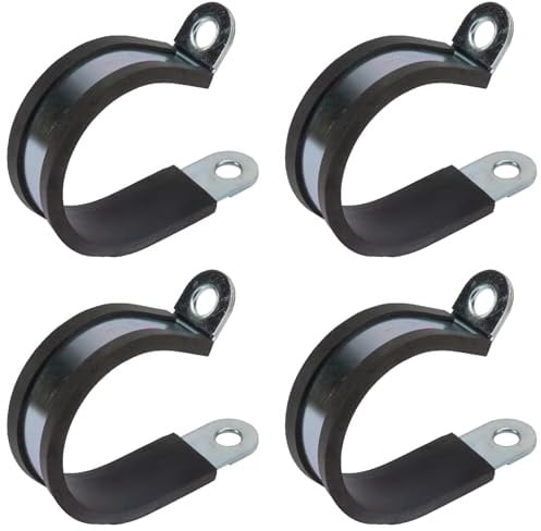 cyclingcolors 4x Collier de Serrage Métallique avec Insert Caoutchouc Fixation Tube P Clip Serre Cable Tuyau Conduit Collier, 45mm