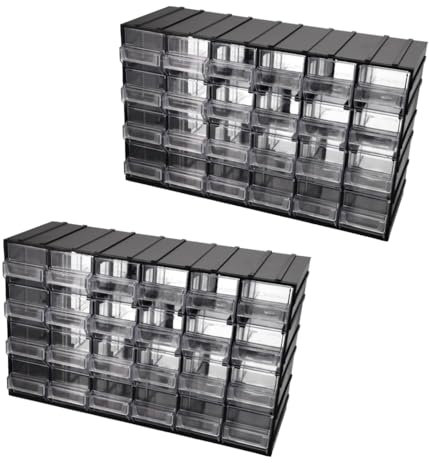 2er Set Kleinteilemagazin Sortimentskasten 24 Fach Sortierkasten für Kleinteile Organizer Schrauben Sortierbox Sortimentsboxen
