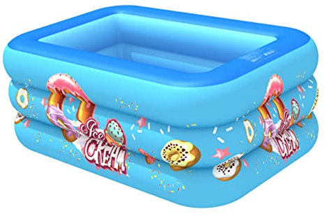 ERINGOGO Piscina Inflable para Niños Pequeños Base Burbuja Cuadrada, Tamaño 120 Cm, Material PVC Resistente, Portátil para Juego Al Aire Libre y Verano, Juguete Acuático Seguro para Bebés y Niños