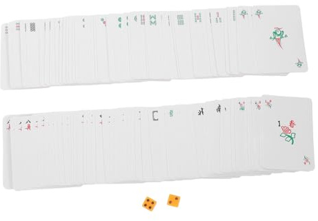 TOYANDONA Teilige Mahjong Spielkarten aus Papier mit Würfeln Leichtes Kompaktes Reiseset im Chinesischen Cartoon Stil Tragbares Kartenspiel für Camping Party und Freizeitspaß