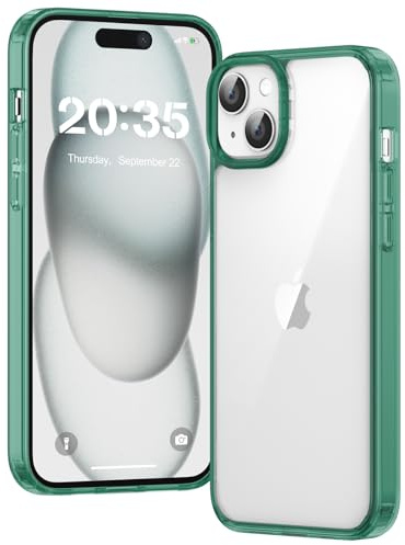 Voyahülle Clear Case for iPhone 15, Ultra Thin, Shockproof TPU Cover, Anti-Yellowing, Crystal Clear, Phone Case for Apple iPhone 15 - Green