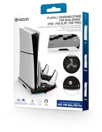 Nacon Playall - Supporto di ricarica doppio per PS5, colore: nero/bianco, dock di ricarica rapida con indicatori LED per controller PlayStation 5 (PS5CHARGERSTAND)