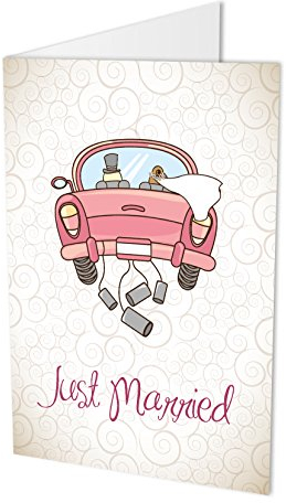 Maxi-Karte JUST MARRIED, Klappkarte DIN A4 mit Kuvert, Hochzeitskarte, Hochzeitsglückwünsche, Hochzeitsgrüße, Glückwünsche, Heirat