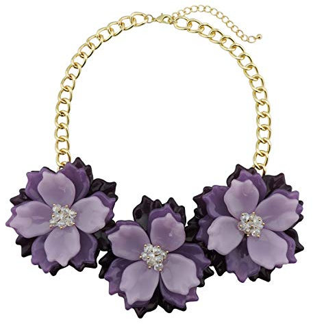 BOCAR Dichiarazione Chunky fiore collana Bib collare gioielli Set per le donne (NK-10466-purple)
