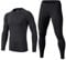 BUYKUD Men's Long Sleeve Base Layer Compression Athletic Underwear Shirt Tights Top & Bottom Set, L(69-71 inch,154-176lb), Black