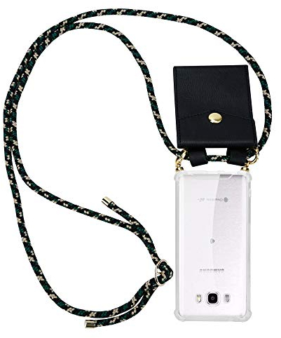 Cadorabo Handykette kompatibel mit Samsung Galaxy J7 2016 Schutzhülle TPU Silikon Case Necklace Design Slim Kratzfest Kordel Band mit Etui Rundumschutz Case Hülle für Galaxy J7 2016 in Grün