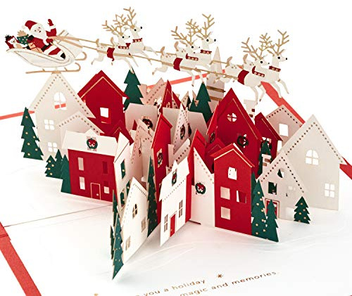 Hallmark Signature Paper Wonder Pop Up Christmas Card (Santa and His Reindeer)