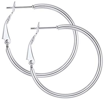 PROSTEEL Damen Edelstahl Creolen 30mm Groß Ring Kreis Ohrringe Simpel Stil Huggie Hoop Klappcreolen Ohrschmuck Accessoire für Frauen Mädchen
