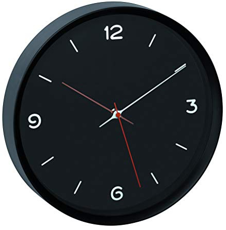 TFA Dostmann Analoge Wanduhr, 60.3056.01, geräuscharmes Sweep-Uhrwerk, Glasabdeckung, schwarz, L315 x B50 x H340 mm