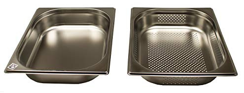 Dampfgaren Set gelocht GN 1/2 Gastronormbehälter aus Edelstahl 4 Liter Tiefe 65mm