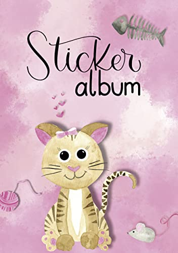 AVERY Zweckform 57794 Stickeralbum Katze mit 16 leeren Seiten (A5 Stickerbuch für Kinder, Mädchen, Album zum Sammeln, Katzen Sticker Sammelalbum, Silikonpapier blanko, Kindergeburtstag, Mitbringsel)