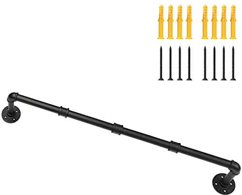 Ihomepark Kleiderstange, Garderobenstange im Industrial Design Wandmontage Garderobe Kleiderschrank für Kleiderbügel, 90 x 30 x 29,3 cm | inkl. Schrauben und Dübeln.