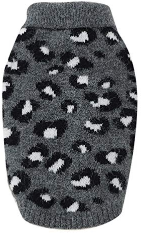 Petyoung Hundepullover Weste Leopardenmuster Haustier Weich Stricken Wolle Pullover Gestrickt Häkeln Winter Warme Mantel Kleidung für Kleine Mittlere Hunde