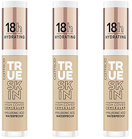 Catrice True Skin High Cover Concealer, Abdeckstift, Nr. 032 Neutral Biscuit, nude, Anti-Pickel, langanhaltend, mattierend, matt, natürlich, vegan, ölfrei, wasserfest, 3er Pack (3 x 4,5ml)