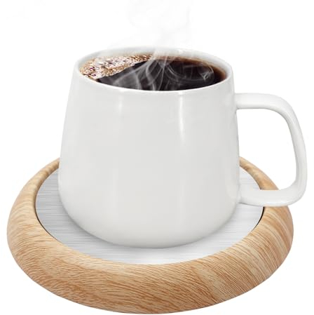MQUPIN Coffee Mug Warmer, USB Cup Warmer Tea Warmer with Non-slip Base, Beverage Mug Warmer for Milk Coffee Tea, Cup Mug Warmer Heated Coaster for Home Office Coffee Cup Warmer (Yellow Wood Grain)