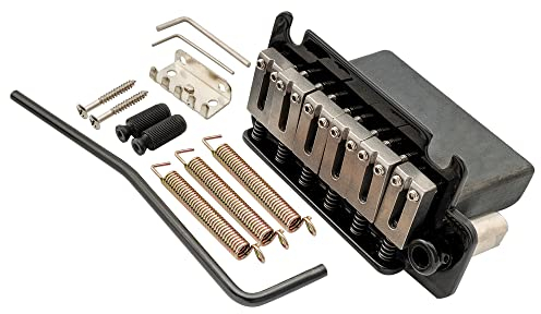 Musiclily Pro 54mm 2-Punkt Modern Tremolo Bridge ST-Style Tremolo Steg mit Edelstahl Saitenreiter Vollstahlblock für Japan Import Strat E-Gitarre, Schwarz