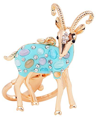 LZHLMCL Tasche Schlüsselring Kette Zodiac Small Gift Zodiac Little Goat Auto Schlüsselbund Tasche Ornament Anhänger Blau