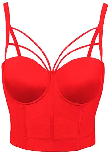 Woboren Damen Frauen BH Feste Weste Atmungsaktiv Push Up Sport-BH Der läuft Lässig Tank (Rot, M)