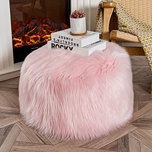 Asuprui Pelz-Pouf, Ottomane, Hocker, Boden-Sitzsack, Stuhl, ohne Füllung, Ottomane, Fußstütze, ungefüllt, Ottomane, Poof Bezüge, 50,8 x 30,5 cm, runder Sitz, Fußstütze, Aufbewahrung für Wohnzimmer,