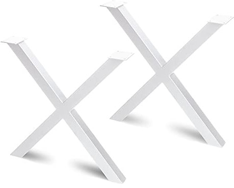 Emuca - Jeu de deux pieds en croix pour table, hauteur 695 mm, Peint en blanc, Acier