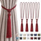 Pretty Jolly Langen Quasten Vorhang-Raffhalter Handmade geflochtene Seil Knoten drapierte Raffhalter Elegante dekorative Vorhanghalter für Zuhause und Büro, Rot, 4 Stück