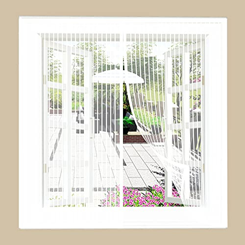 Magnet Fliegengitter Fenster Insektenschutz,120x120cm(Weiß), Magnetischer Fenstervorhang Ohne Bohren für Balkonfenster und Dachfenster, Mosktionetz Mesh Curtain Vollmagnetisch Schließt Automatisch