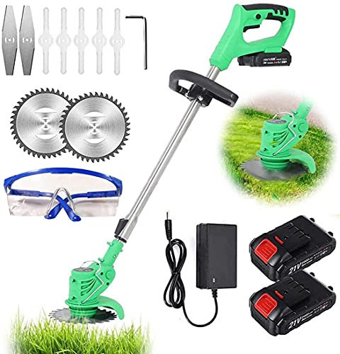 Tagliaerba A Batteria Con Batteria Al Litio 21V Ricaricabile E Caricabatteria, Tagliaerba Elettrico, Impugnatura Telescopica Accendino Per Taglio Prati, Cura Del Prato, Vialetti E Giardino,2 batterie