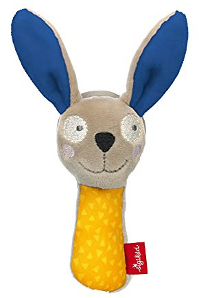 SIGIKID 42601 Greifling Hase mit Spiegel Red Stars Mädchen Babyspielzeug empfohlen ab 3 Monaten grau/gelb