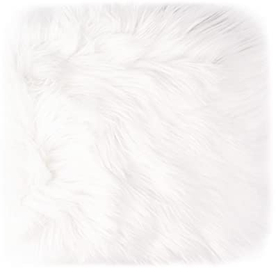 Qiodo Small Product Photo Background & Luxury Photo Props, 12 Inches Small Square Faux Fur Sheepskin Cushion Fluffy Area Rug, Great for Tabletop Photography, Jewelry, Nail Art, Home Decor (White)