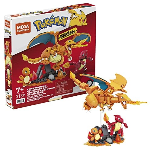 MEGA HFG06 - Mega Construx Pokémon Glumanda Evolutionsset, Konstruktionsspielzeug, Spielzeug ab 7 Jahren