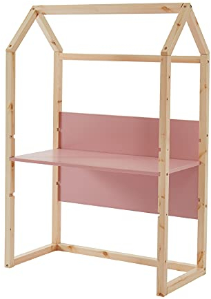 BAÏTA TINY02 Ufficio scalabile Bambino capanna, Legno di Pino, Rosa, L100cm