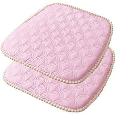 ZIBENE Coussin de Chaise Semi Circulaire, Galette de Chaise Cuisine DéHoussable, Coussins de Chaise D'IntéRieur Oval 45x43, AntidéRapante Confortable Galette Chaises Lot de 2 avec Sangles Rose