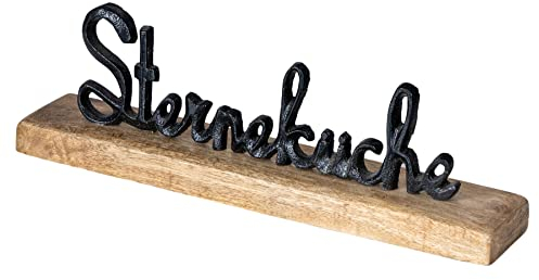 levandeo Sterneküche Schriftzug L30cm Metall Schwarz Mango Holz Deko Aufsteller Tischdeko Wohndekoration Küche Küchendeko Geschenk