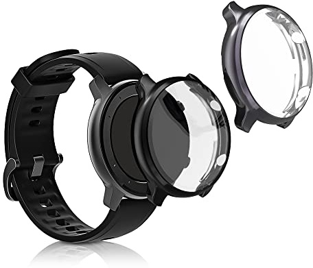 kwmobile 2X Silikon Hülle für Huami Amazfit GTR 2 / 2e Schutzhülle - Fullbody Display Cover Set aus Silikon - Schwarz Grau