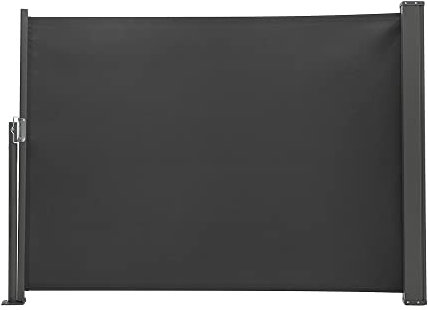 The Fellie Dark Grey Retractable Side Awning, Wind, UV Protection and Weatherproof PU Coating for Outdoor Privacy Screen for Garden, Balcony, Terrace, 120 x 300 cm
