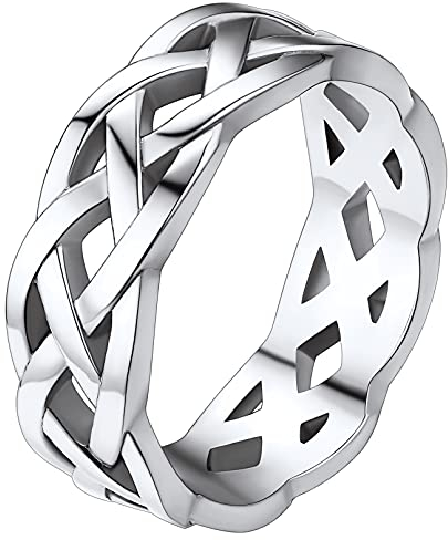 FaithHeart Silber Fingerring für Damen Mädchen 7mm breit Keltischer Knot Fingerring Ewigkeit Ring Celtic Knot Ring Schmuck für Weihnachten Valentinstag