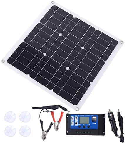 Entatial Kit de Panneau Solaire 30W, écran LCD en Silicium monocristallin étanche Contrôleur 100A de Panneau Solaire 30W pour Voiture pour Bateau pour Batterie pour extérieur