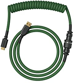 Glorious Gaming Premium Coiled Keyboard Cable - Vergoldetes USB-A (PC) auf USB-C (Tastatur), Schutz vor Kabelsalat, doppelt geflochtene Ummantelung, 5-poliger Aviator-Stecker - Forest Green