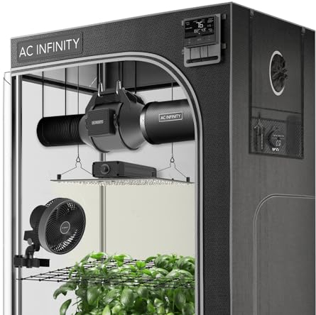 AC Infinity Advance Grow System 3x3, 3-Pflanzen-Kit, WiFi-Integrated Grow Tent Kit, automatisierte Belüftung, Zirkulation, Zeitplan Full Spectrum Samsung LM301H LED Grow Light, 2000D Mylar Tent
