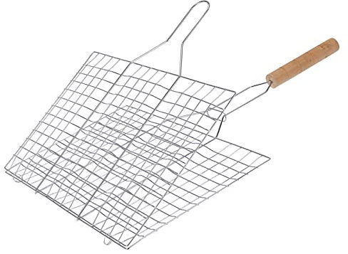 BBQ Grillguthalter Grillkorb Grillhalter Grillgut Fleisch Fisch Würstchen Gemüse Grillwender Halter Grillgitter